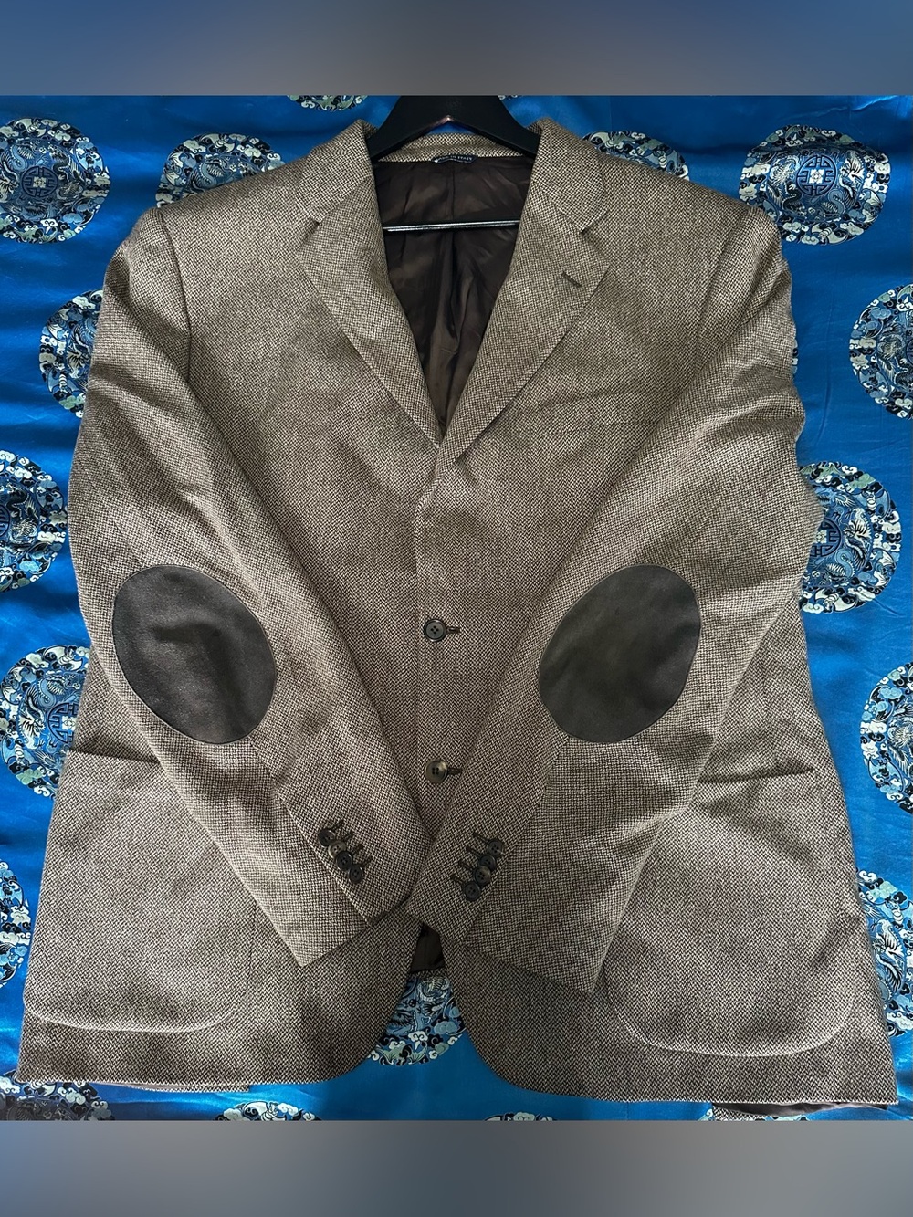 Vintage Orme in Portofino Italian Wool Sport Coat Blazer Suede Trim ~44L Tweed